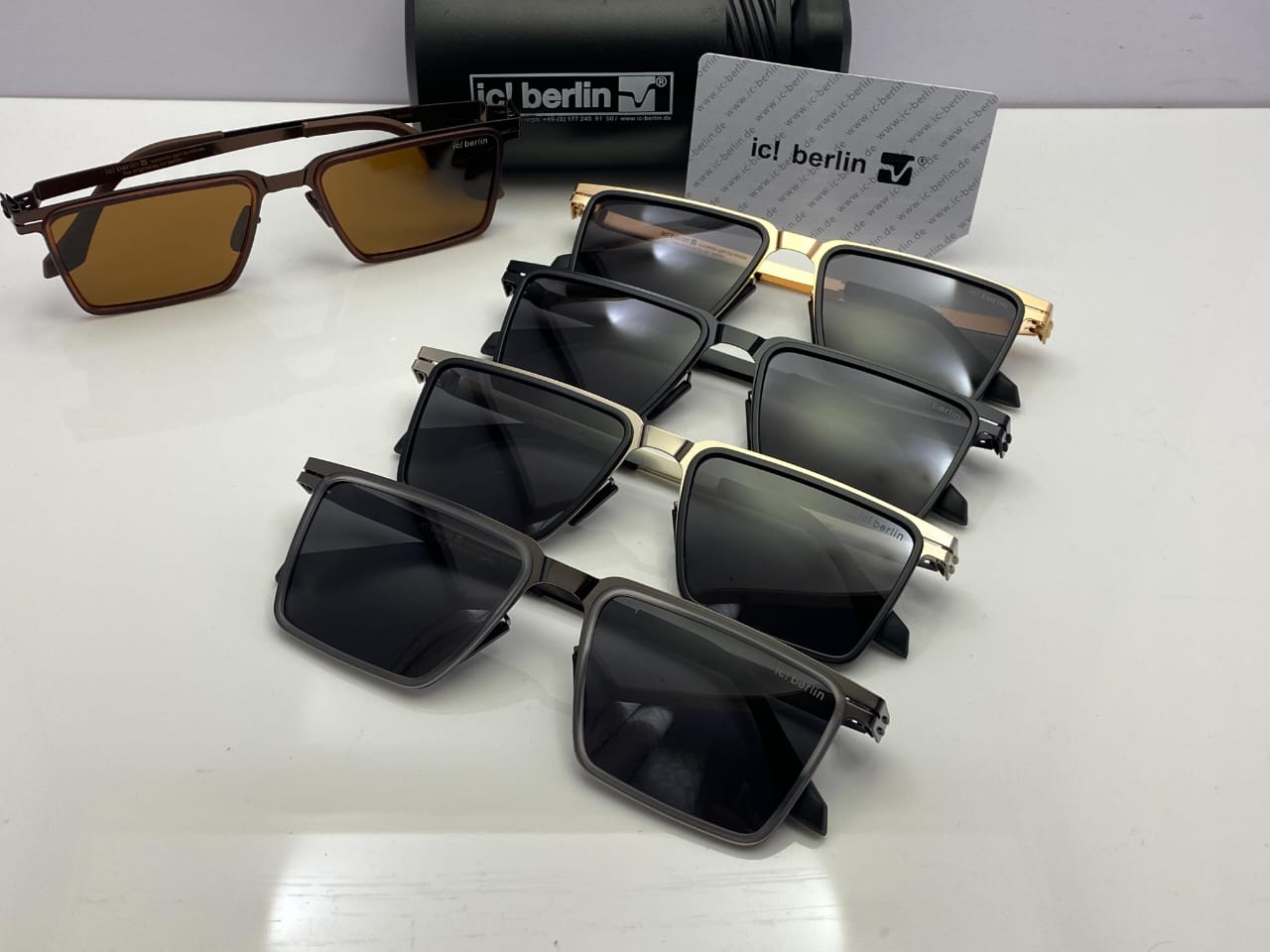 ic! berlin Rectangle Sunglasses – Silver Frame | Black Lenses
