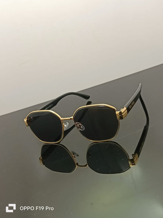 Tom Ford Classic Hex Sunglasses – Gold Frame | Black Lenses | Black Temple Arms