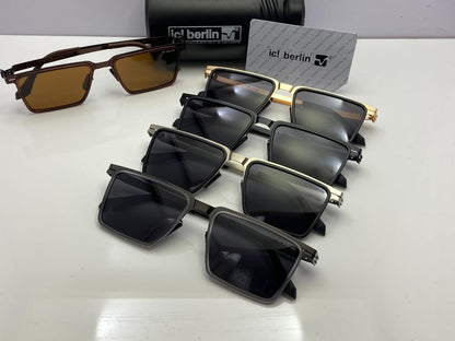 ic! berlin Rectangle Sunglasses – Silver Frame | Black Lenses