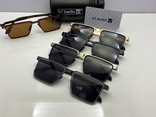 ic! berlin Rectangle Sunglasses – Silver Frame | Black Lenses
